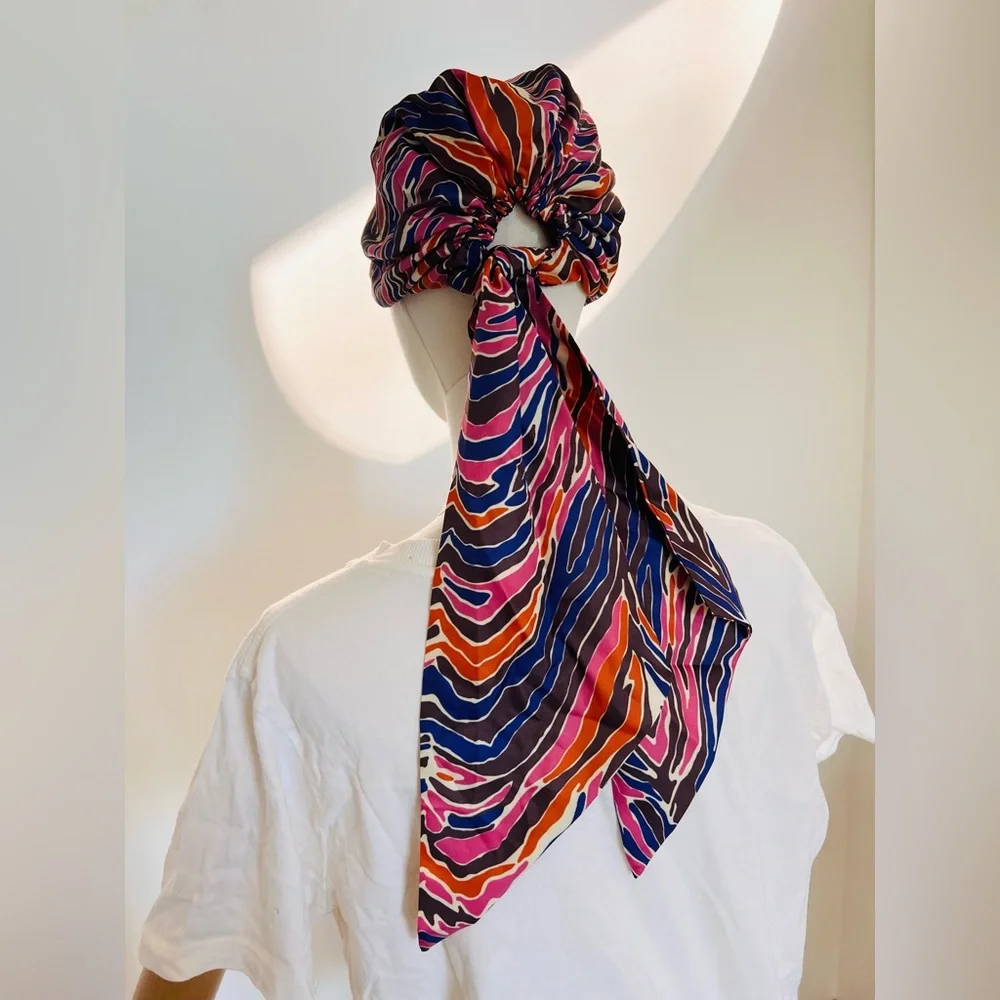 ZARA‎ MULTICOLOR GEOMETRIC PRE-TIED HEAD SCARF/TURBAN RESORT-WEAR VACATION